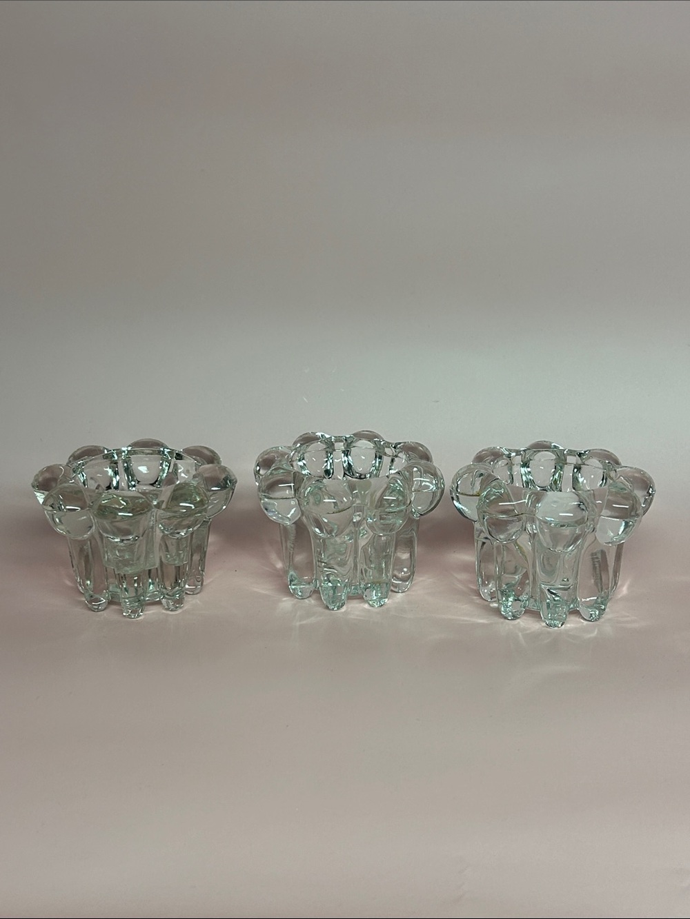 Clear Glass Indonesia Tapered Stick Candle Holders Vintage
- Set of 3